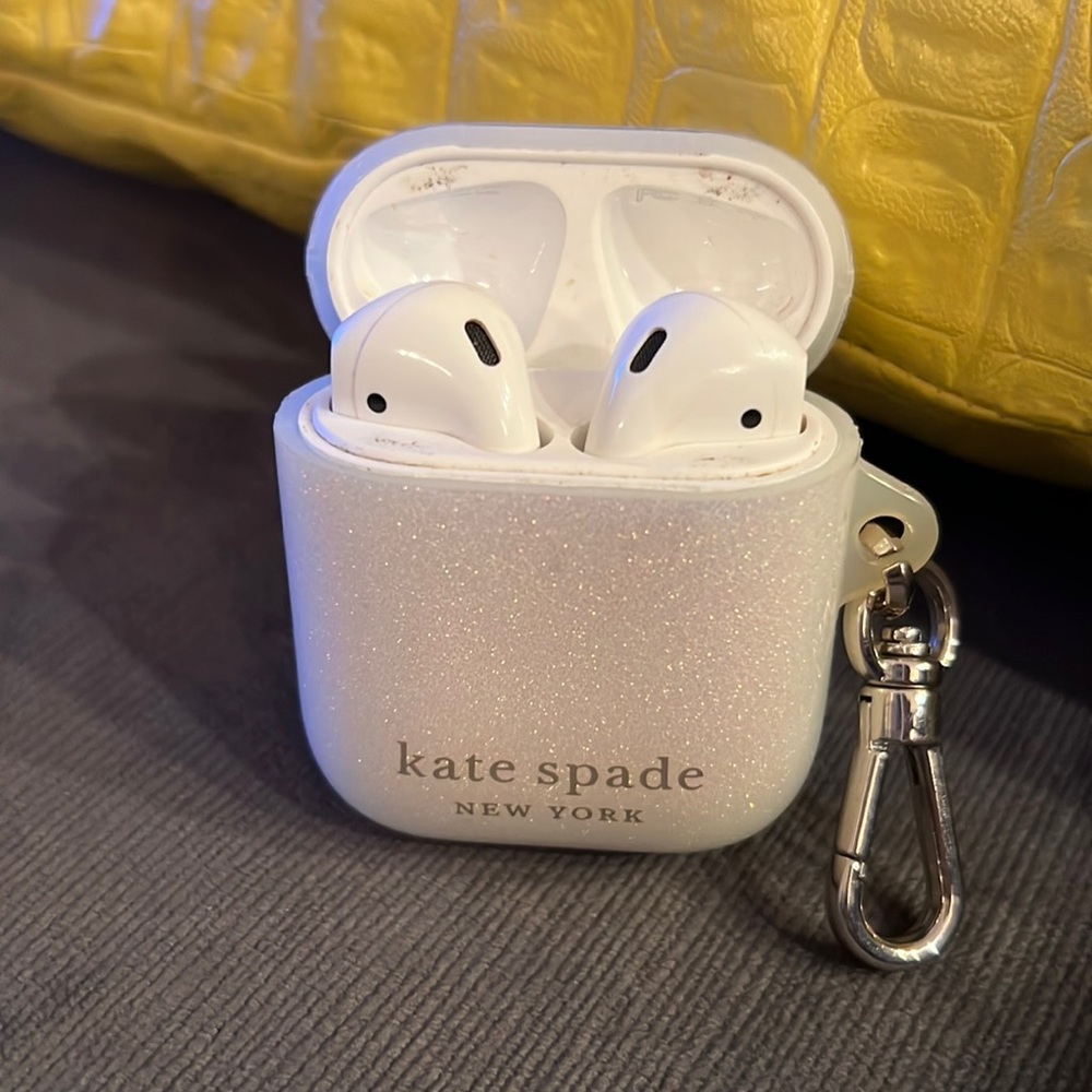 Apple AirPods (2nd Gen) w/ Wireless charging case + Kate Spade case protector